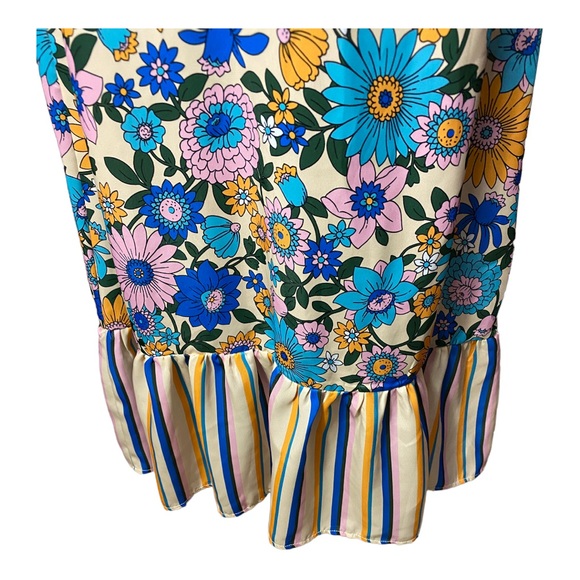 TopShop Mix and Match Stripe and Floral MIDI Dress - Picture 3 of 12